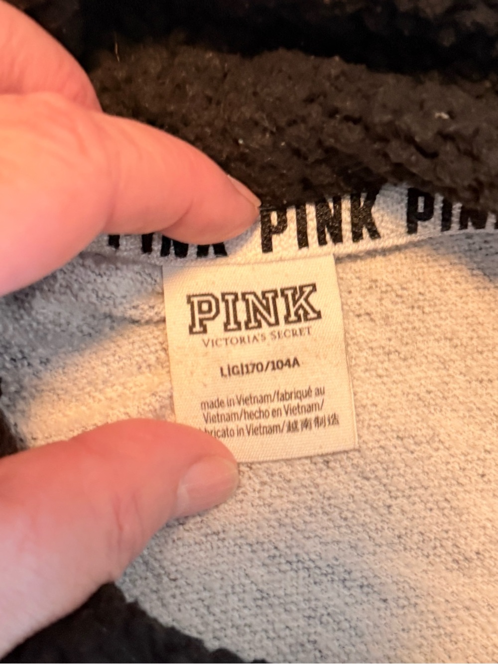 Victoria's Secret PINK Heather Gray Crew Sweatshirt with Black Accents - Picture 4 of 4